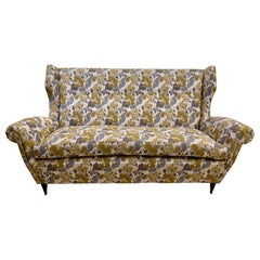 Importante et élégante banquette italienne vintage Wingback