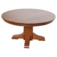 Tavolo da pranzo con piedistallo Gustav Stickley Antique Mission Arts & Crafts in Oak