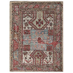 Rug & Kilim’s Square Kazak Style Rug with Polychromatic Geometric Patterns