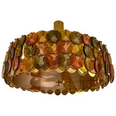 Lustre Contemporary Circle Candy en laiton et verre de Murano , Italie