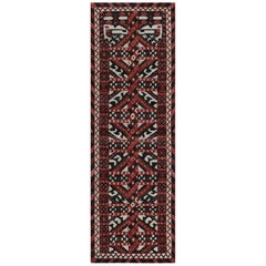 Rug & Kilim’s Tribal Style Runner Rug in Red and Black with Geometric Patterns