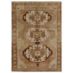 Vintage Turkish Kars Rug in Beige-Brown with Geometric Medallions  Rug & Kilim