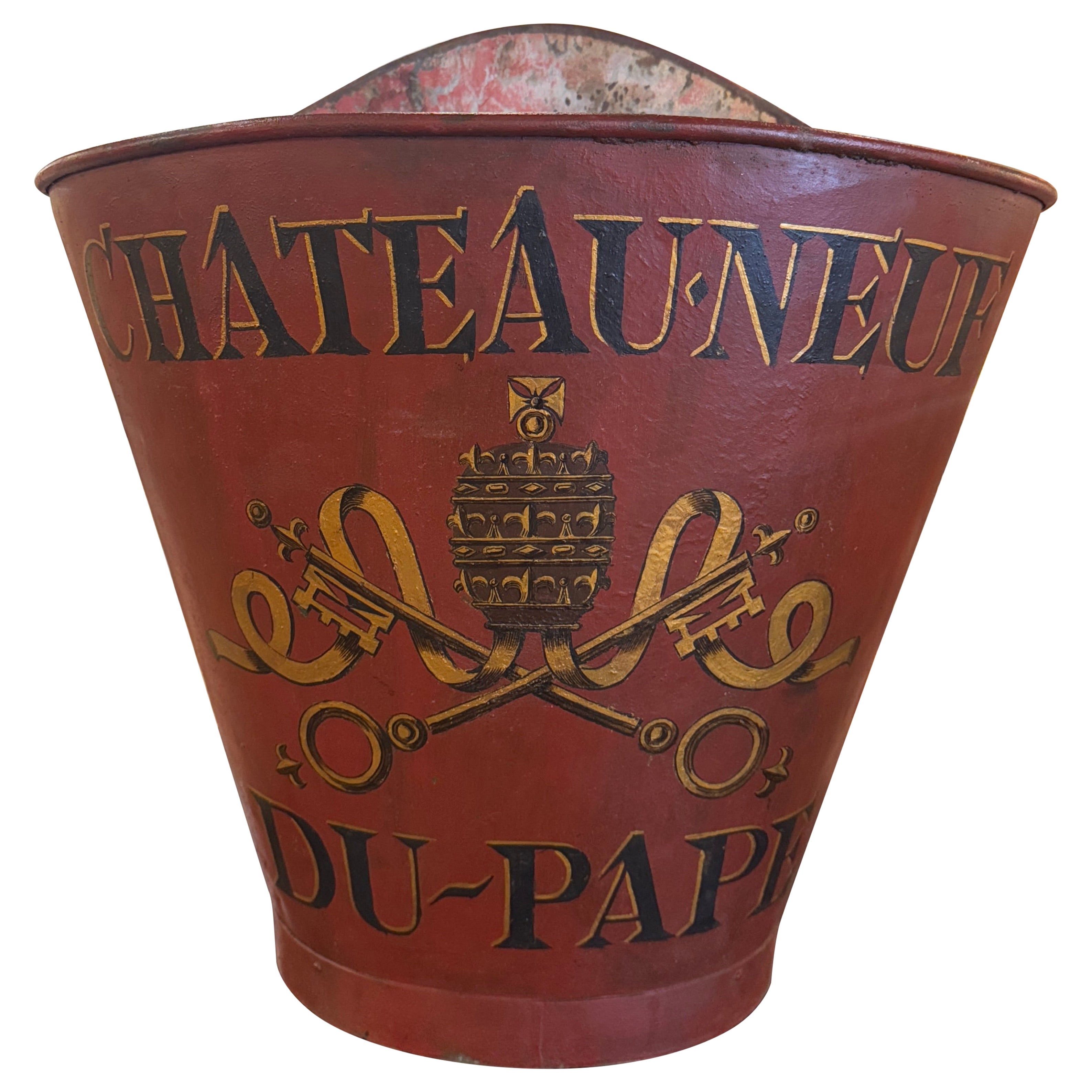19th Century French Hand-Painted Tole Grape Basket from the Rhone Wine Valley