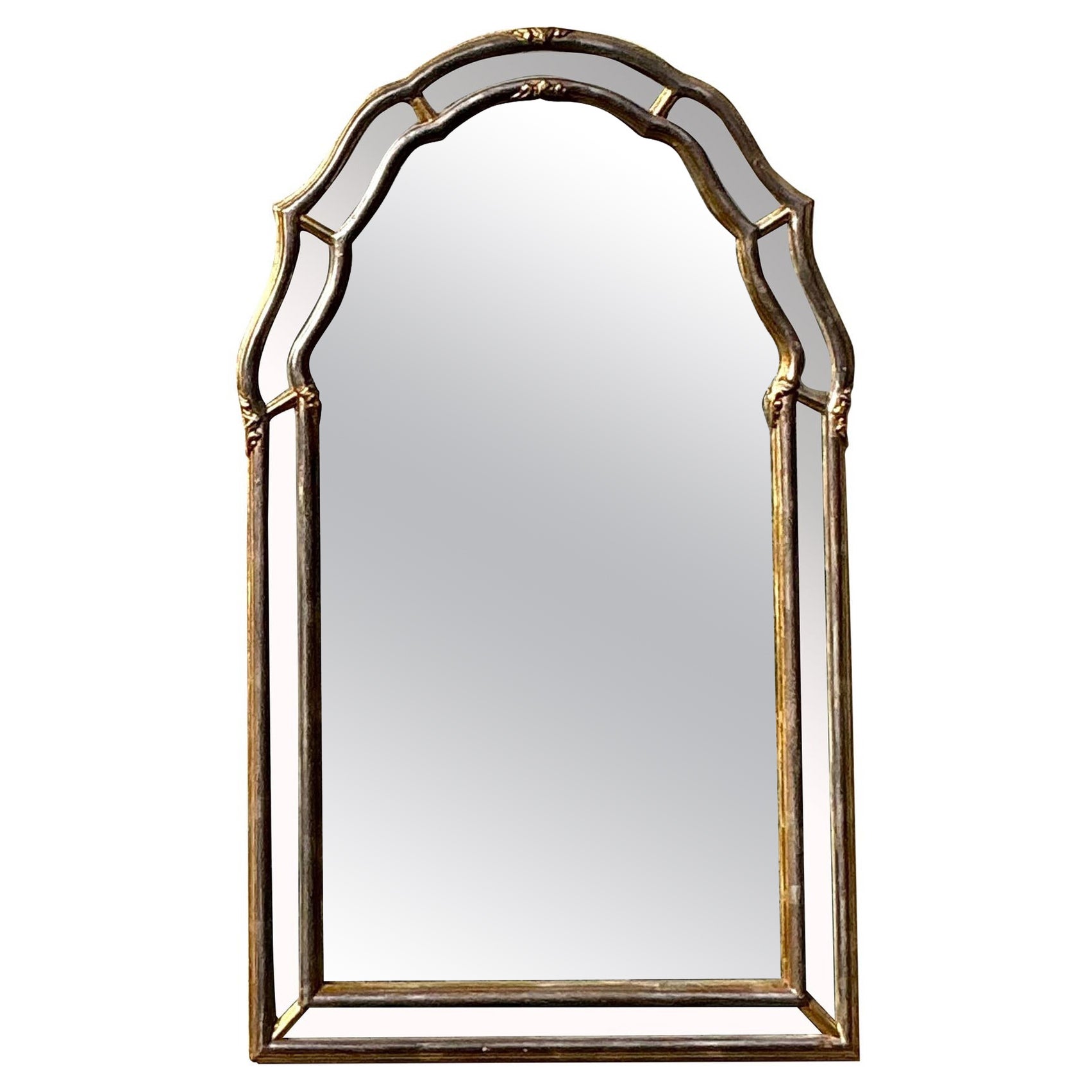 Specchio ad arco d'argento dorato vintage Regency
