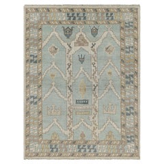 Rug & Kilim - Tappeto in stile Konya in azzurro con motivi geometrici
