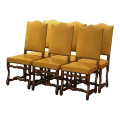 Antique Mid-Century French Louis XIII Carved "Sheep Bone" Dining Chairs, Set of Six