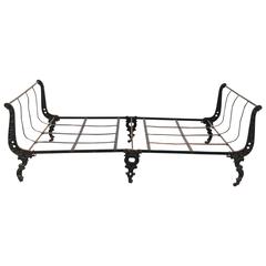 19th Century French Cast Iron Campaign Daybed