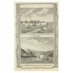 1784 View Of Portsmouth Harbour And Dartmouth Castle By Walpoole