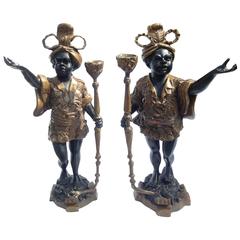 Bronze Venetian Style Blackamoor Candlesticks