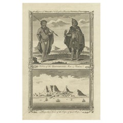 Antique 18th-Century Engraving of Hottentots and Cape of Good Hope in South-Africa
