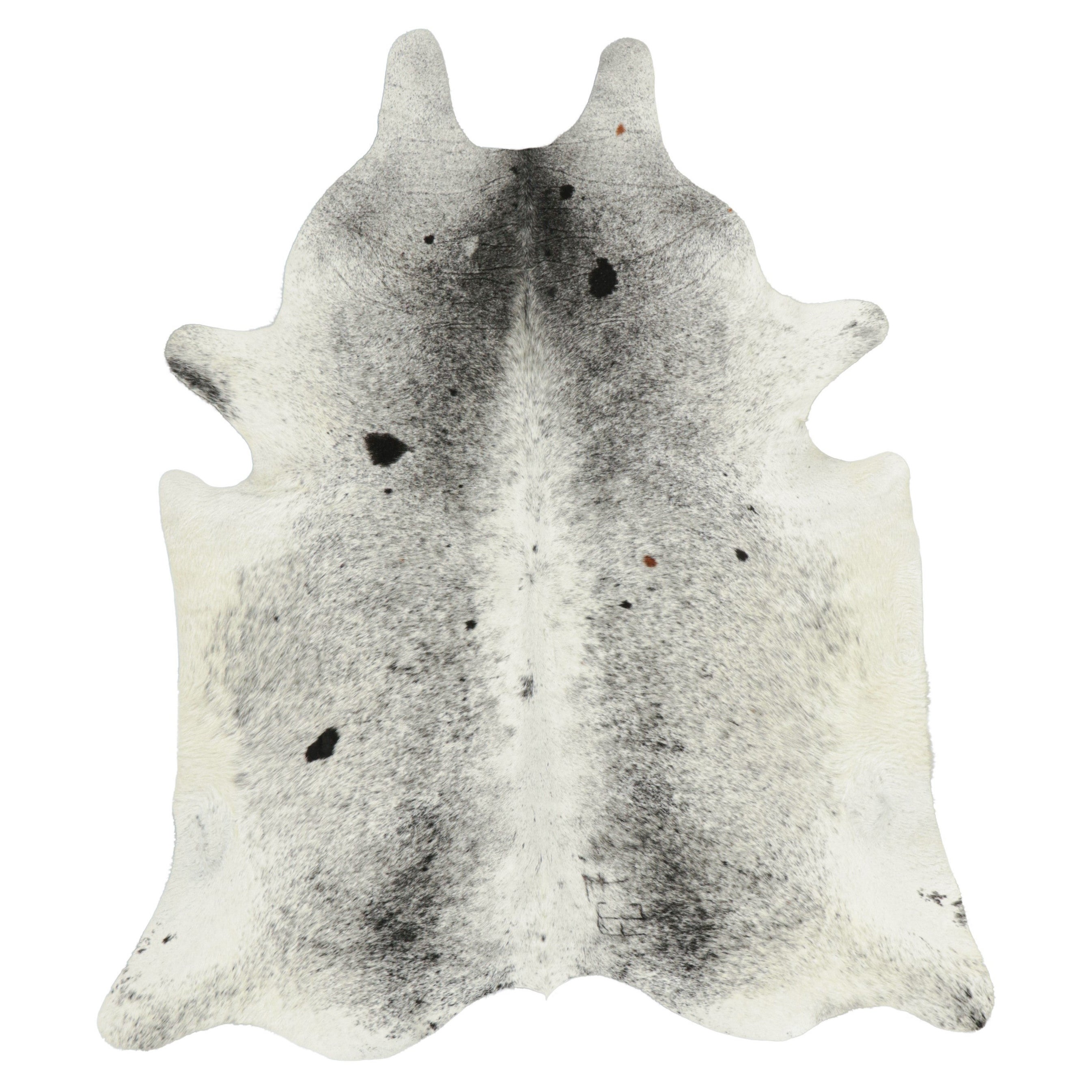 Rug & Kilim’s Large Cowhide Rug in White with Black and Gray Accents