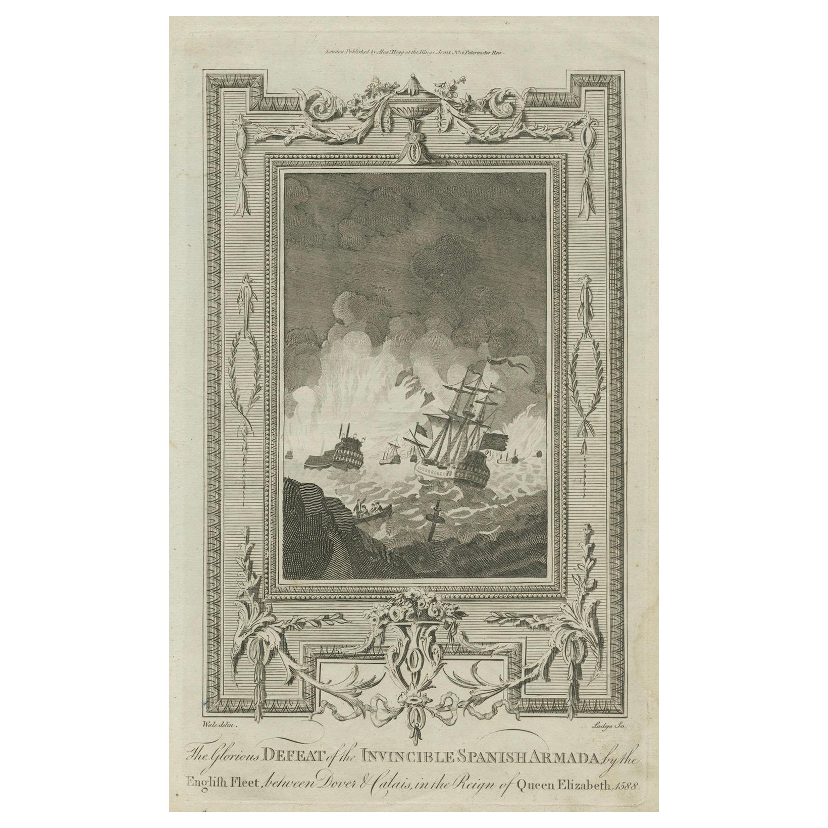 Defeat of the Spanish Armada, 1588: 18th-Century Engraving by Alexander Hogg