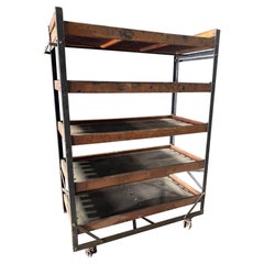 Nevarax Industrial Antique Angle Iron Wood Shelving Unit set of three