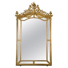 French 19th Century Louis XVI Gold Leaf Mirror
