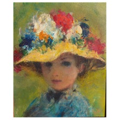 French Impressionist Painting  Portrait of a Young Girl  Paris School