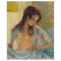 French Impressionist Painting  Portrait of a Young Girl  Paris School