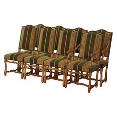 Late 20th Century French Louis XIV Carved Elm Dining Chairs, Set of Eight