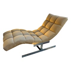 Chaise Lounge Cromado Estilo Milo Baughman Forma "Ola" Carsons