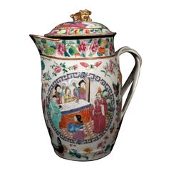 Chinese Export Porcelain Covered Rose Mandarin Cider Jug