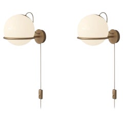 Set di 2 lampade Gino Sarfatti Modello 238/1 con interruttore Montaggio champagne