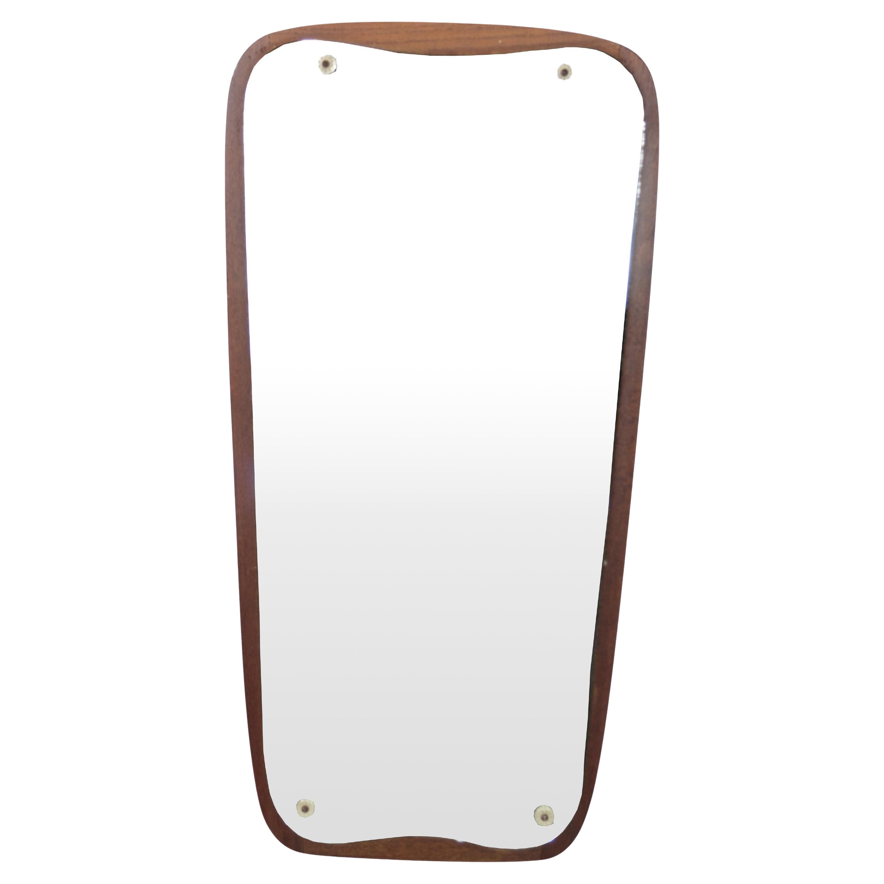 Wall Mirror Made With A Teak Frame, Danish Design From 1960s
