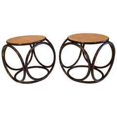 Pair of Beautiful Michael Thonet Stools or Ottomans