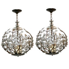 Vintage Pair of Bronze Light Fixtures with Molded Glass, Sold Individually