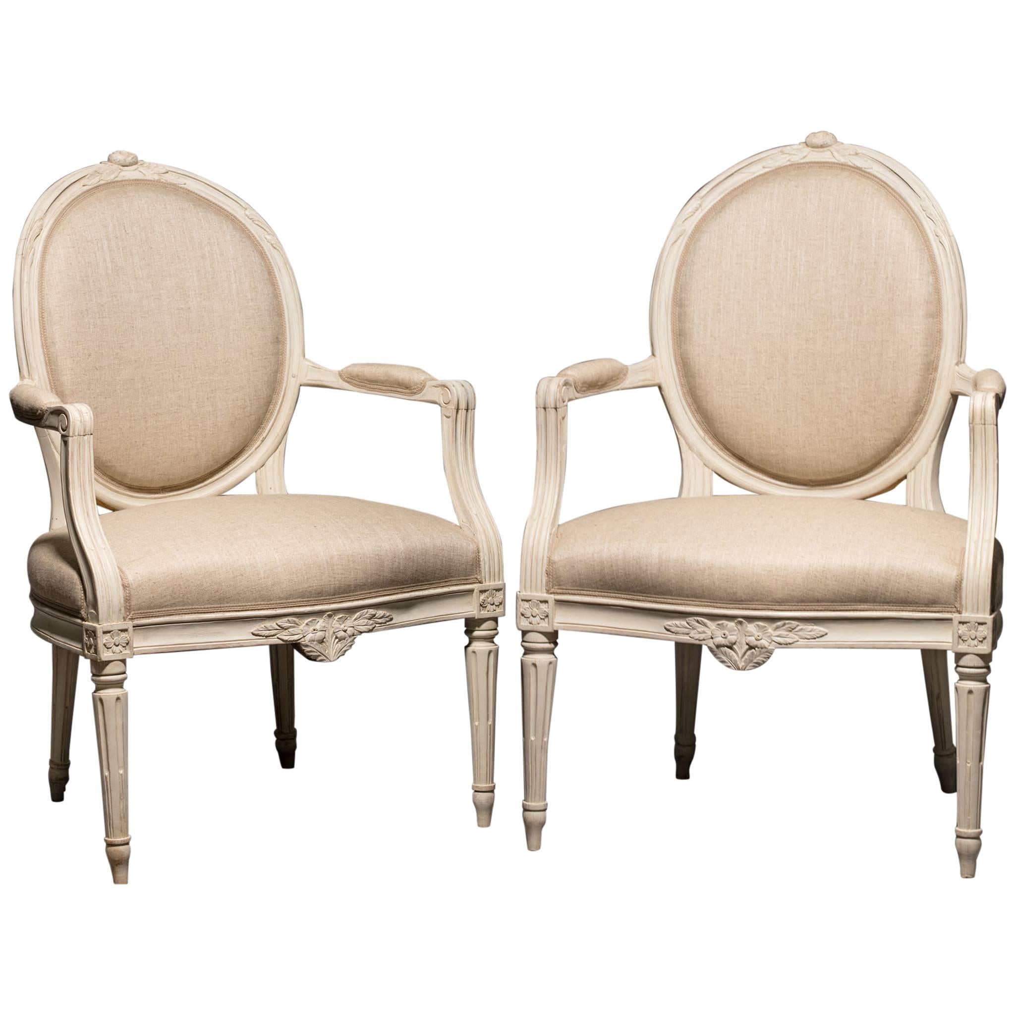 Pair of Gustavian Armchairs For Sale