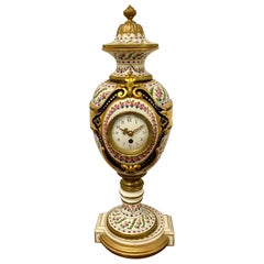 Outstanding Quality Large French Antique Hand Painted Porcelain Mantel Clock
