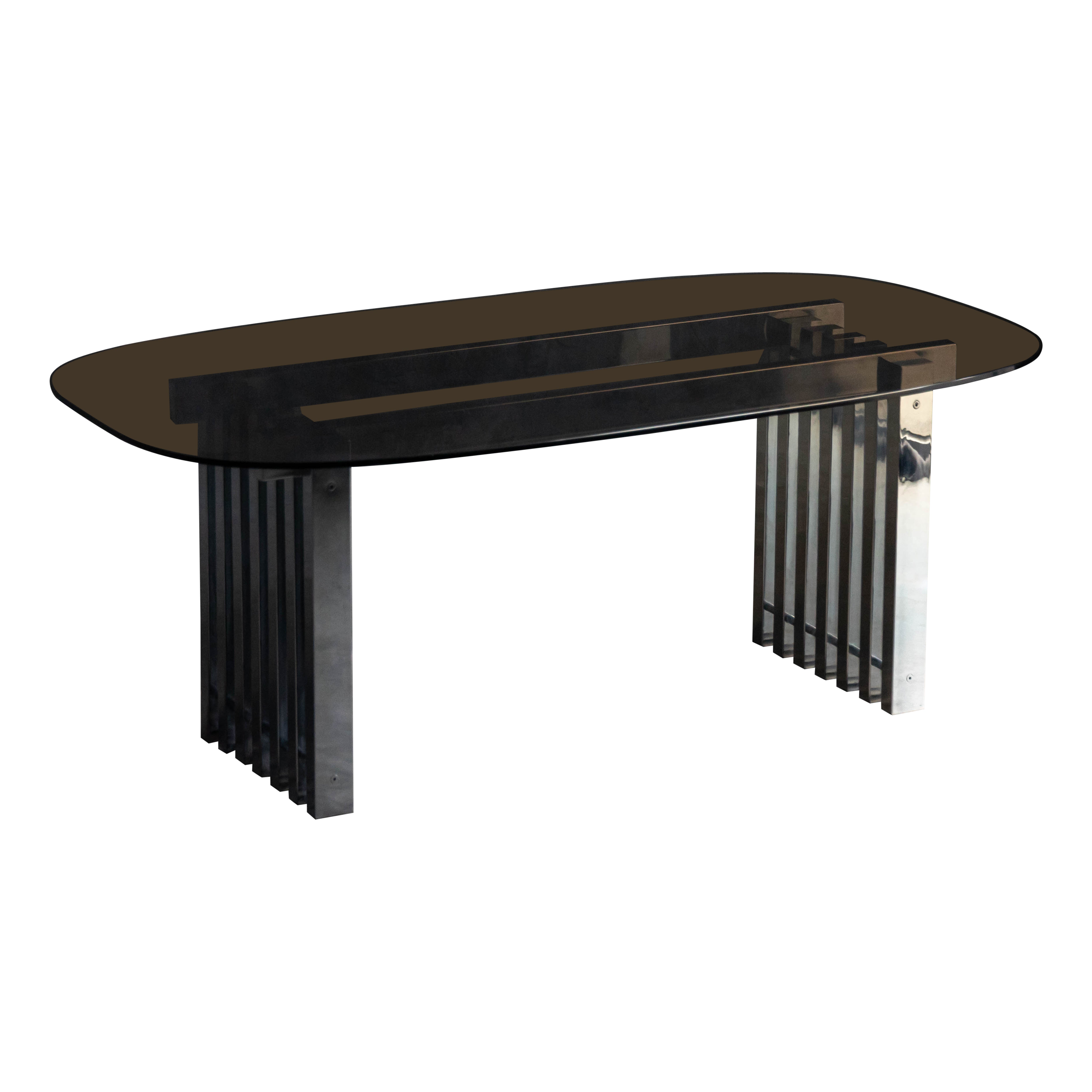 Mid-Century Chrome Dining Table for Roche Bobois, France, 1970s