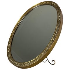 Specchio da tavolo con cornice in ottone, 1950s
