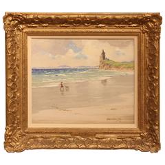 Antique "Greenan Castle, Air District" Oil Painting by Robert Houston