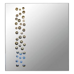 Cristal Art Specchio da Parete Rettangolare con Punti Ottici, Italia 1970s