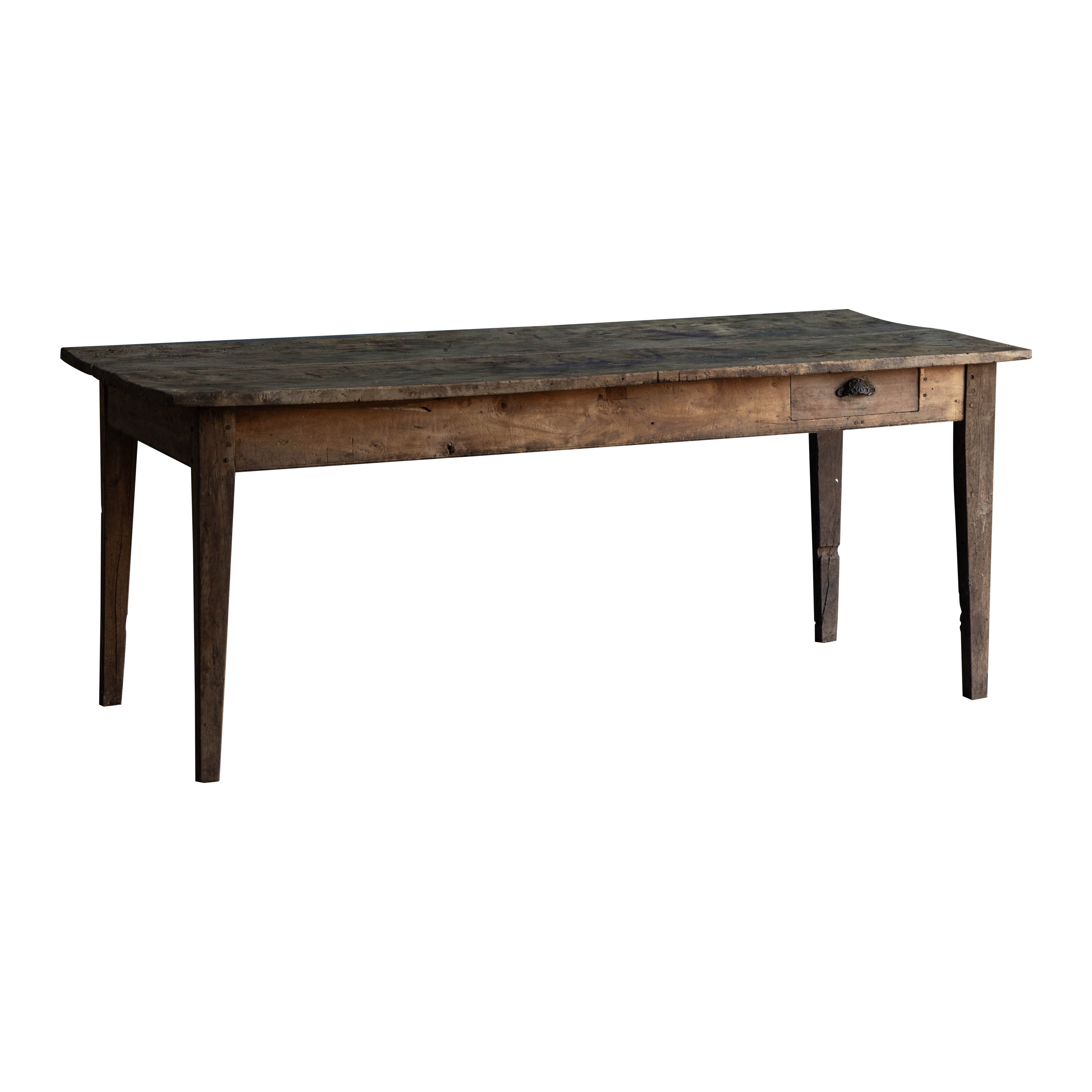 Table de salle à manger rustique rurale, France, 19ème siècle
