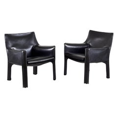 Set of Two Cab 414 Lounge Chairs by Mario Bellini for Cassina, 1978