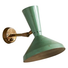 Lampada da parete di design italiano, ottone, metallo, Italia, anni '50