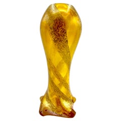 Vase Seguso by Flavio Poli gold incrustation  Murano art glass , Italy 1960s