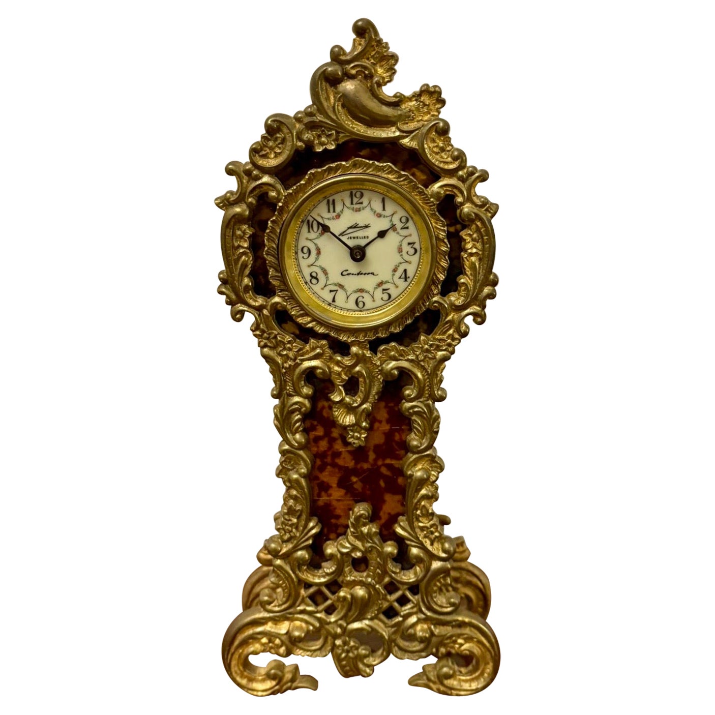 Magnificent Quality Antique Ornate Gilded Brass Miniature Longcase Clock