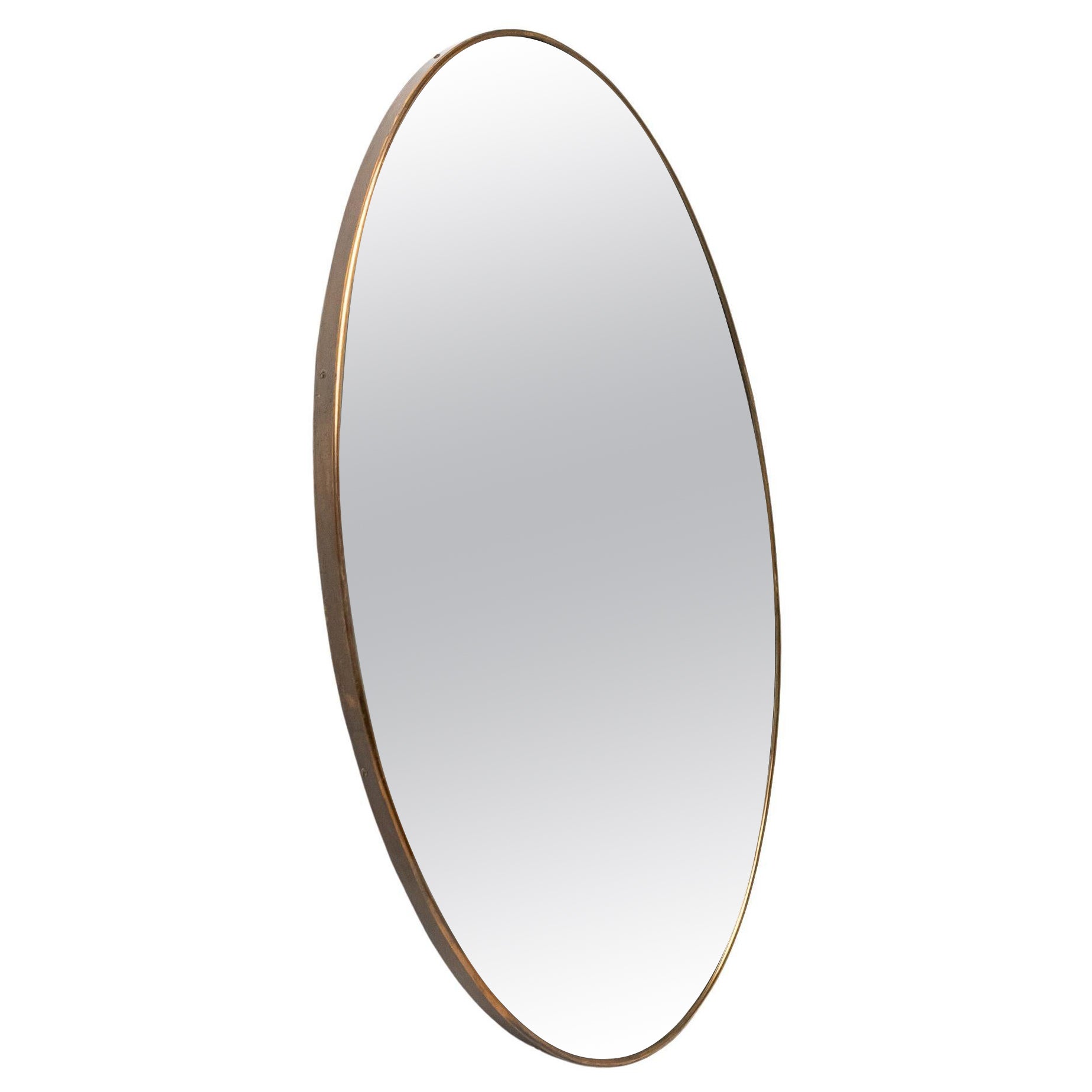 Brass oval mirror, 1950s