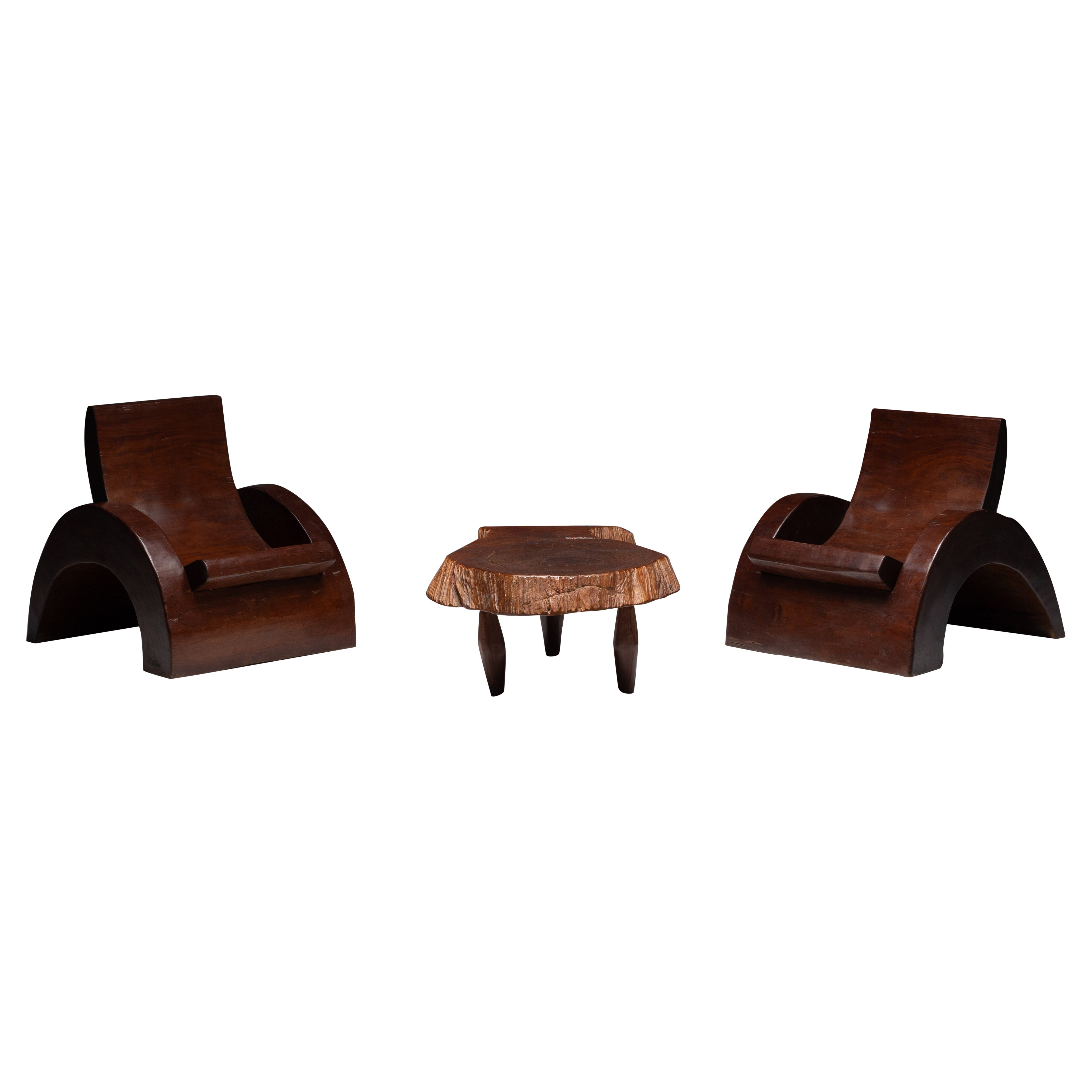 Lounge Chairs and Coffee Table by José Zanine Caldas, Brazil, 1970s