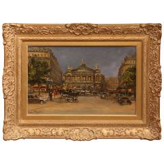 "Paris, Place de L'Opera" Oil Painting by Charles Blondin