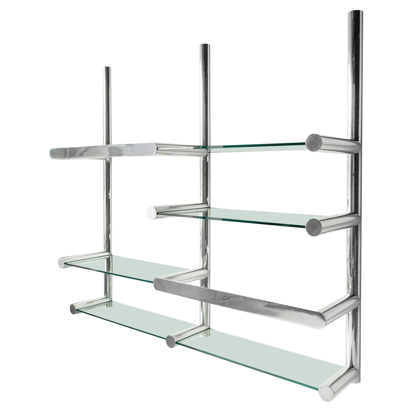 Aluminum and Glass Orba Wall Unit by Janet Schwietzer for Pace Collection