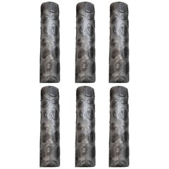 Set of Six Tall Grey Murano Glass Wall Sconces