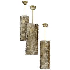 Cool Set of Three Grey Murano Glass Lanterns