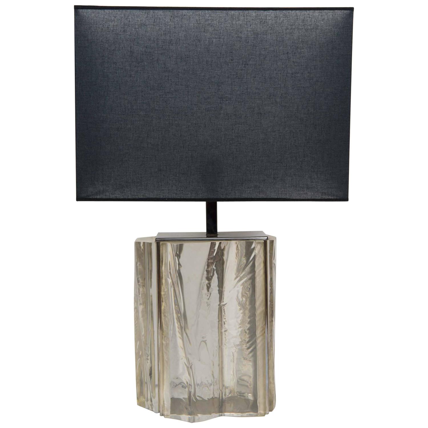 Nice Asymmetric French Lucite Lamp For Sale at 1stdibs