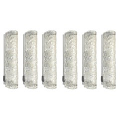 German Midcentury Set of Six Murano IceGlass Wall Sconces by Hillebrand, 1970s
