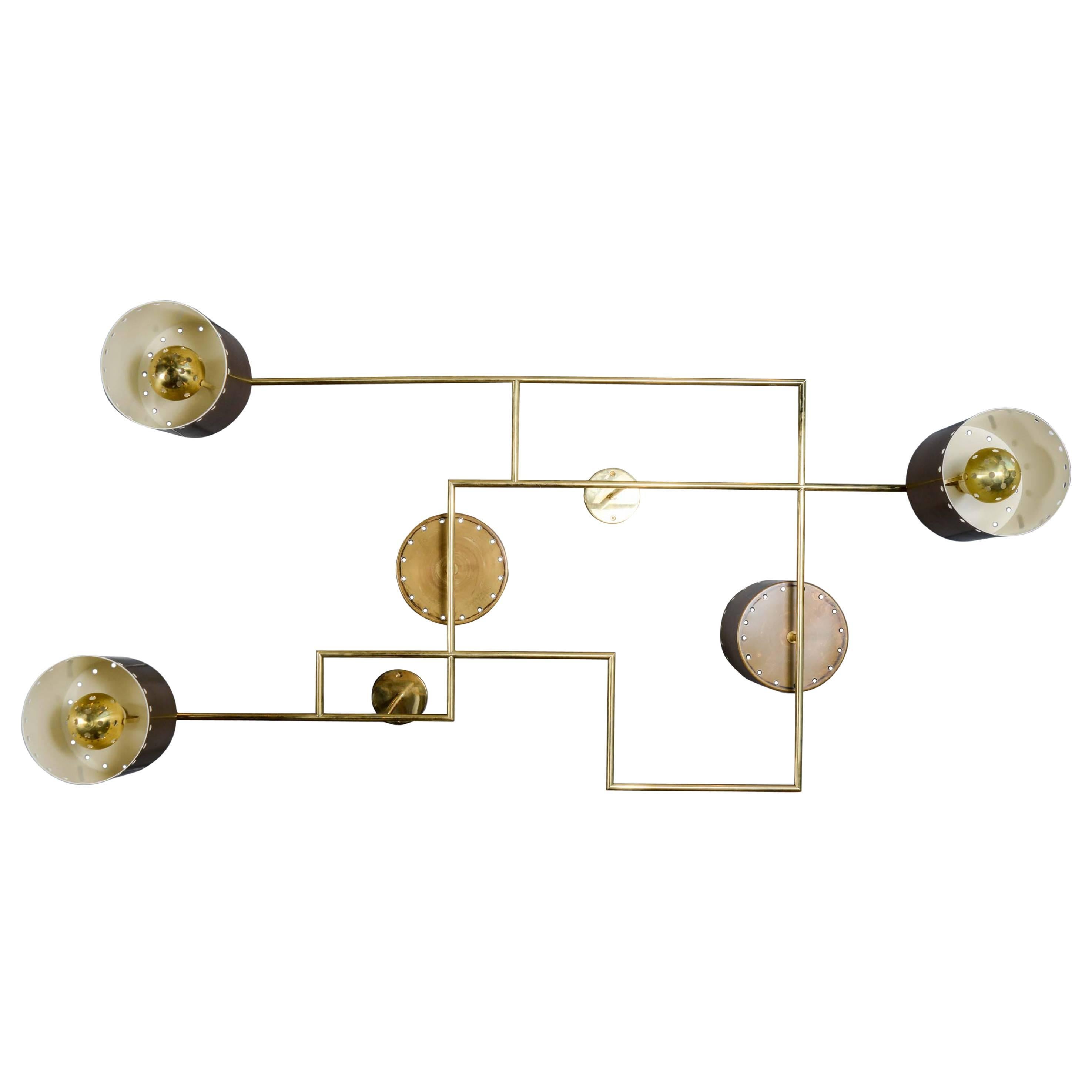 Geometric Brass Wall Sconce by Diego Mardegan for Glustin Luminaires at