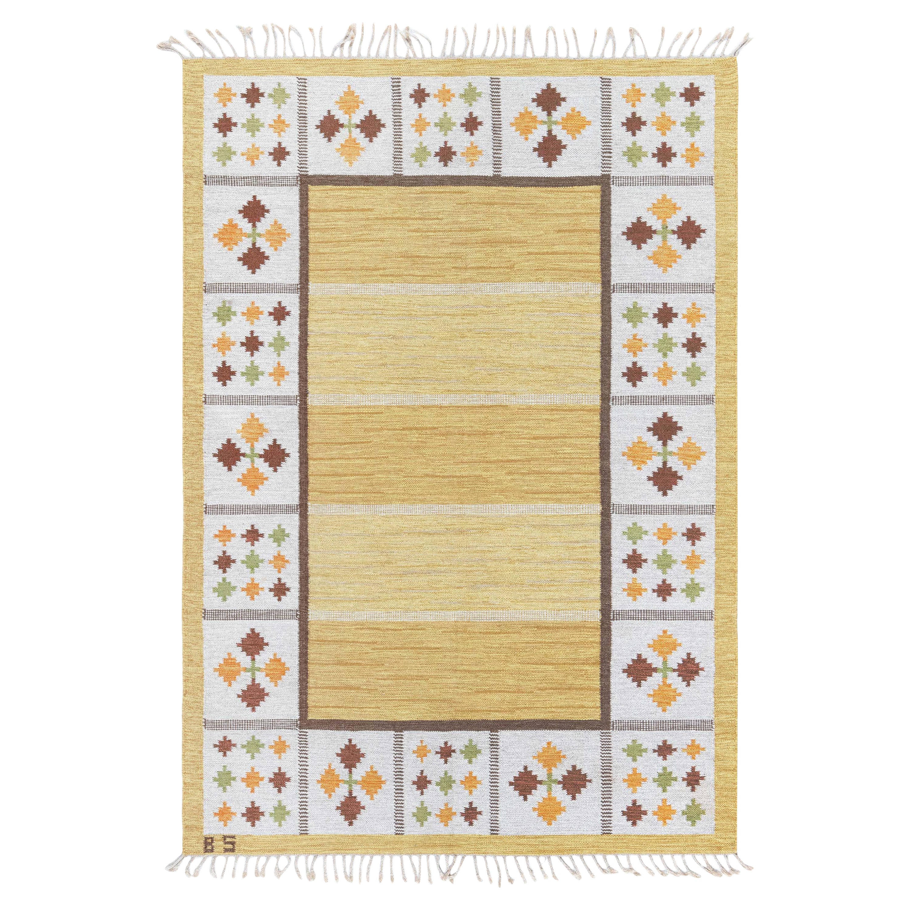 Doris Leslie Blau Vintage Swedish Flat Woven by Birgitta Soderkvist For Sale