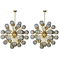 Metallic Pair of Sputnik Style Chandeliers 2