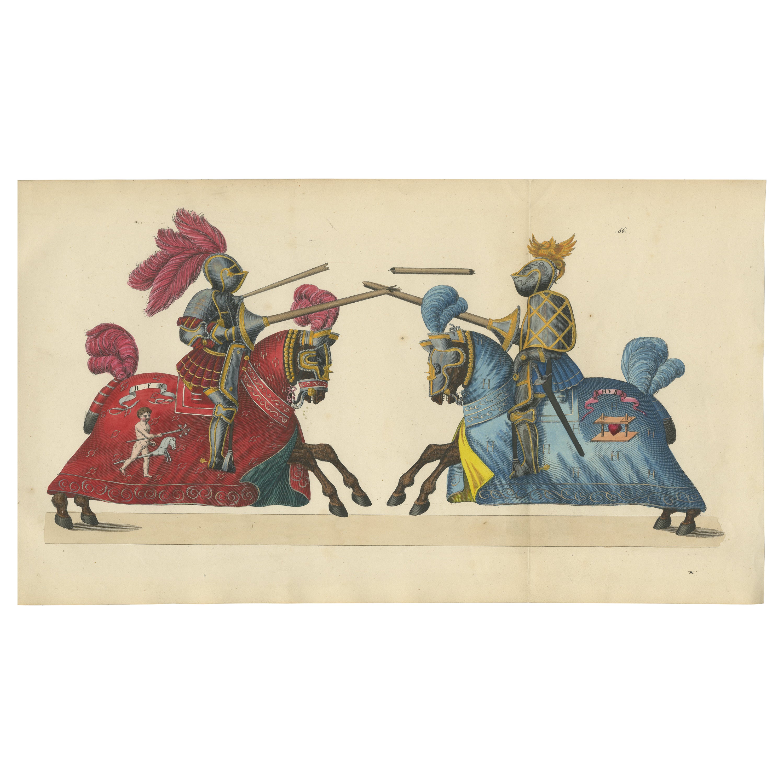 Jousting Tournament: Knights in Armor with Splintering Lances in Combat, 1842